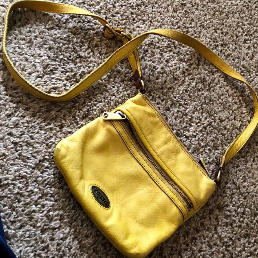 Yellow Fossil Crossbody Purse!